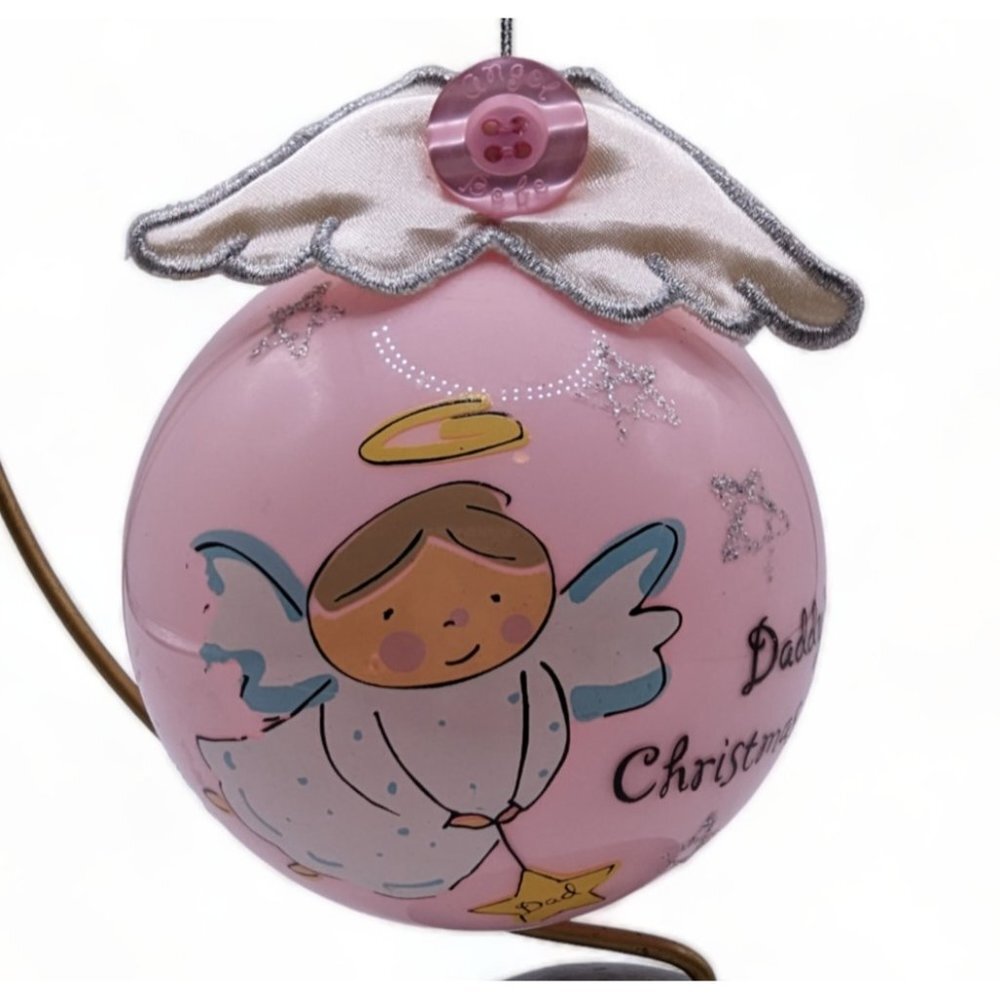 Daddy's Christmas Angel Ready to Personalize Pink Christmas Tree Ornament 4.5"
